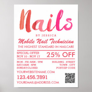 Poster Technicien Moderne Et Branché De Nail Rose, Salon 