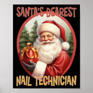Poster Technicien Nail Noël Fête Amour Noël