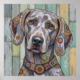 Poster Technicolor Fidèle : Art canin à motifs complexes
