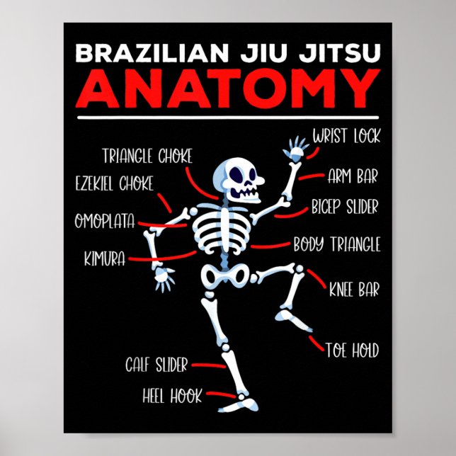 Poster Techniques de squelette d'anatomie de Jiu Jitsu br (Devant)