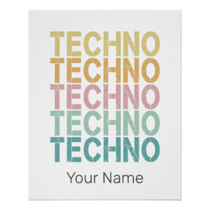 Poster Techno House Retro Letting Electro Vintage Rave