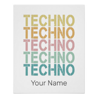 Poster Techno House Retro Letting Electro Vintage Rave