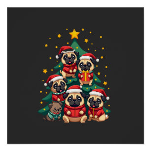 Poster Teckels de Noël Arbre de Noël Mignon Xmas (3)