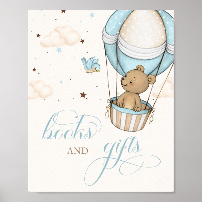 Poster Teddy Bear Air Balloon Baby showers livres & Cadea (Devant)