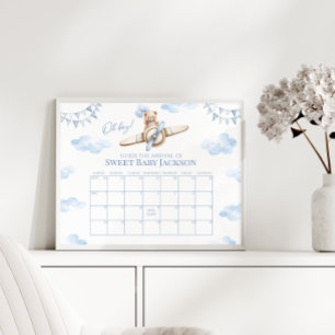 Poster Teddy Bear Avion Bébé Garçon Date d'échéance Calle