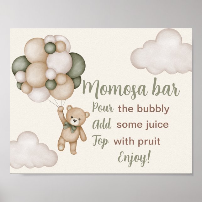 Póster Teddy Bear Baby Shower Boy Mom osa Rótulo Poster (Front)