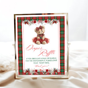 Poster Teddy Bear Baby shower de Noël Déchets Raffin