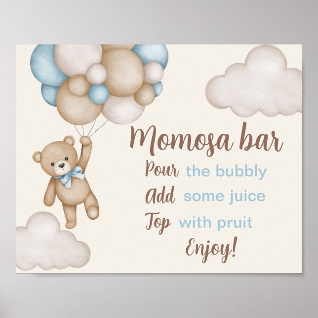 Poster Teddy Bear Baby shower Garçon maman osa SIGNE (Devant)