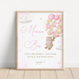 Poster Teddy Bear Baby shower rose Mimosa Bar