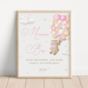 Poster Teddy Bear Baby shower rose Mimosa Bar