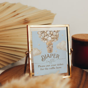 Poster Teddy Bear Balloon Baby shower de couche tombole