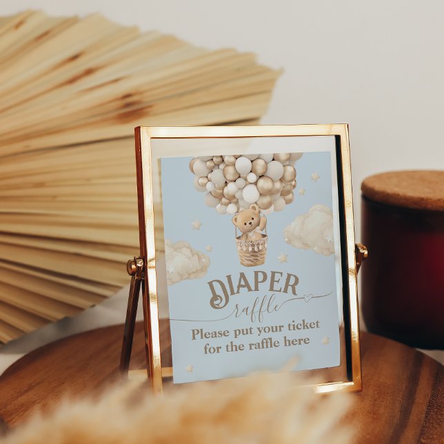 Poster Teddy Bear Balloon Baby shower de couche tombole (Créateur téléchargé)