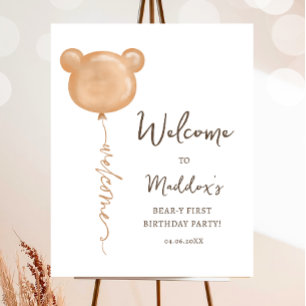 Poster Teddy Bear Balloon Beary Premier anniversaire Bien