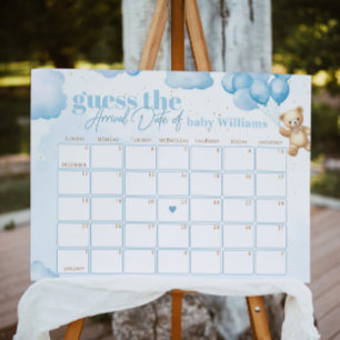 Poster Teddy bear blue Devinez le calendrier des dates d'