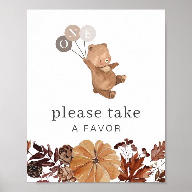 Poster Teddy Bear Citrouille - 1er Anniversaire - Symbole (Devant)