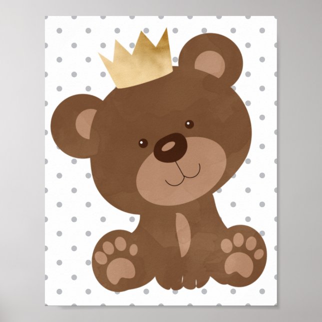 Poster Teddy Bear Cute Baby Boy Nursery Wall Art Cadeau (Devant)