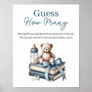 Poster Teddy Bear Devine Combien De Baby showers Jeu Sign