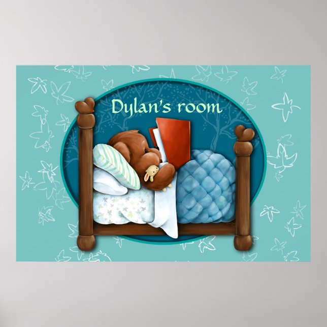 Poster Teddy Bear lit une histoire à son lapin (Devant)