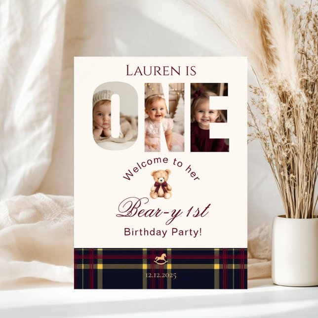 Poster Teddy Bear Photo Beauté 1er anniversaire Bienvenue (Créateur téléchargé)