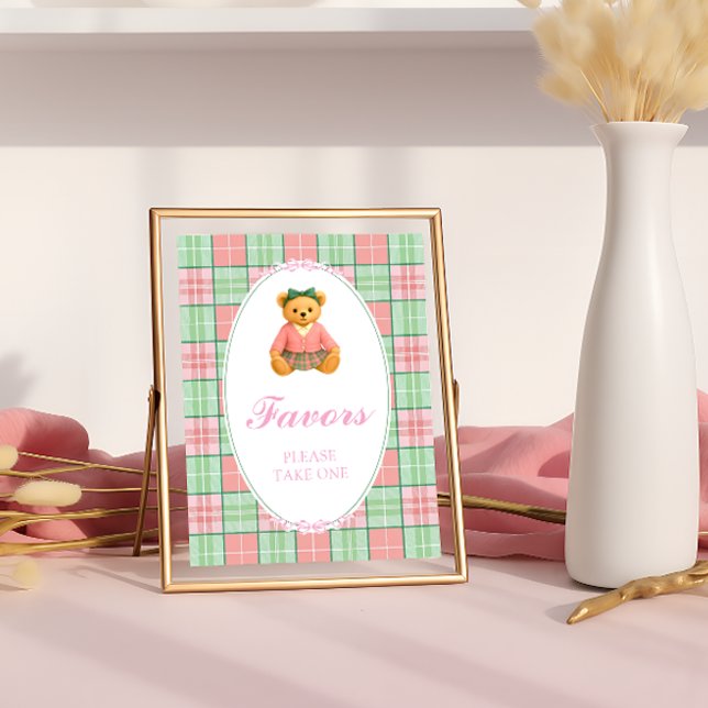 Poster "Teddy Bear Preppy Girl Baby shower Faveurs (Créateur téléchargé)