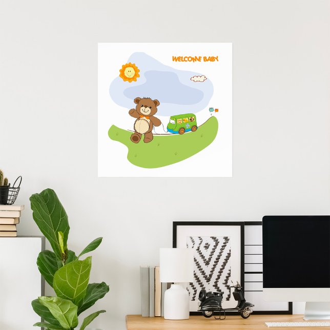Poster Teddy Bear Welcome Baby Nursery Design (Créateur téléchargé)