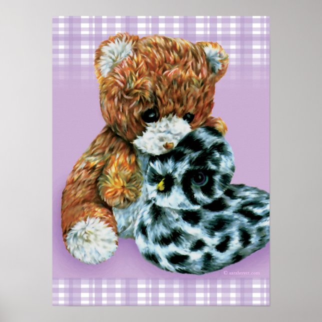 Poster Teddy oursons bébé bébé léger imprimé violet (Devant)