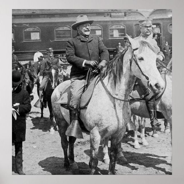 Poster Teddy Roosevelt à cheval à Yellowstone (Devant)