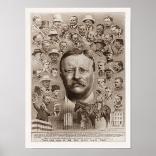 Poster Teddy Roosevelt Collage Of Life - 1923