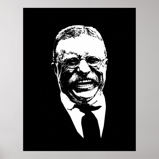 Poster Teddy Roosevelt — Noir et blanc (Devant)