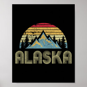 Poster Tee Alaska - Montagnes Rétro Vintage Nature Randon