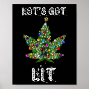 Poster Tee Cadeau Thc Pot Feuille Weed Arbre De Noël 