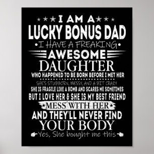 Poster Tee Papa Chanceux Funny Bonus De Fille Géniale Fa