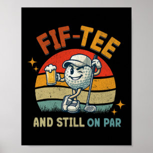 Poster Tee Retro Cinquante Golf Fête D'anniversaire 50e A