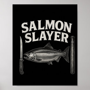 Poster Tee Salmon Slayer pêche à l'omble chevalier et au