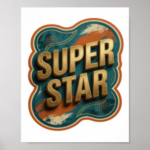 Poster Tee-shirt Clean Gold SUPER STAR