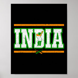 Poster Tee Shirt de cricket d'Inde Équipe nationale de cr