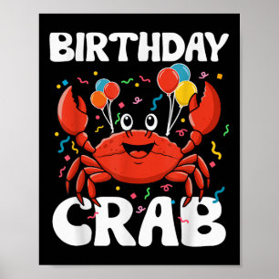 Poster Tee-shirt fête de l'anniversaire du crabe Amoureux