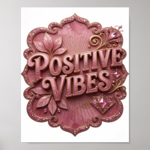 Poster Tee-shirt POSITIVITÉ frappant en or