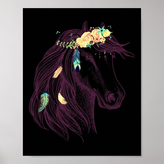 Poster Tee - shirts Graphiques Cheval - Cheval Pour Fille (Devant)