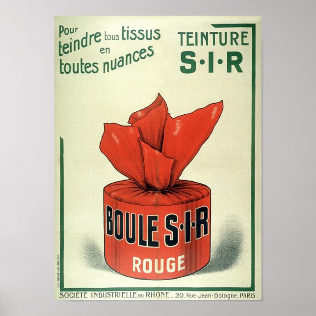 Poster Teinture Rouge Publicité française Vintage (Devant)