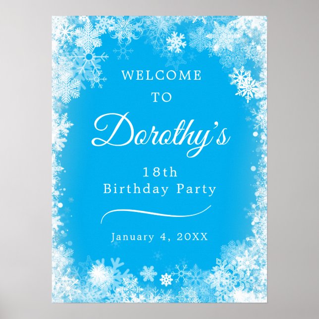 Poster Téléchargeable 18th Birthday Snowflake Blue Welcom (Devant)