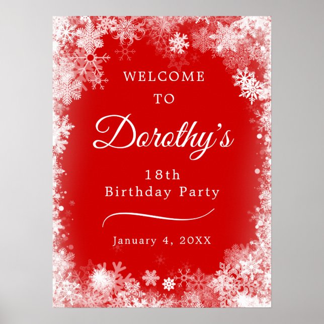 Poster Téléchargeable 18th Birthday Snowflake Red Welcome (Devant)