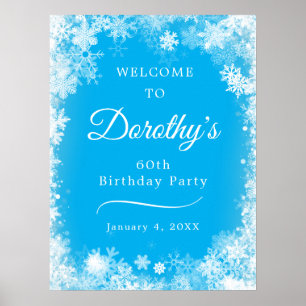 Poster Téléchargeable 60th Birthday Snowflake Blue Welcom