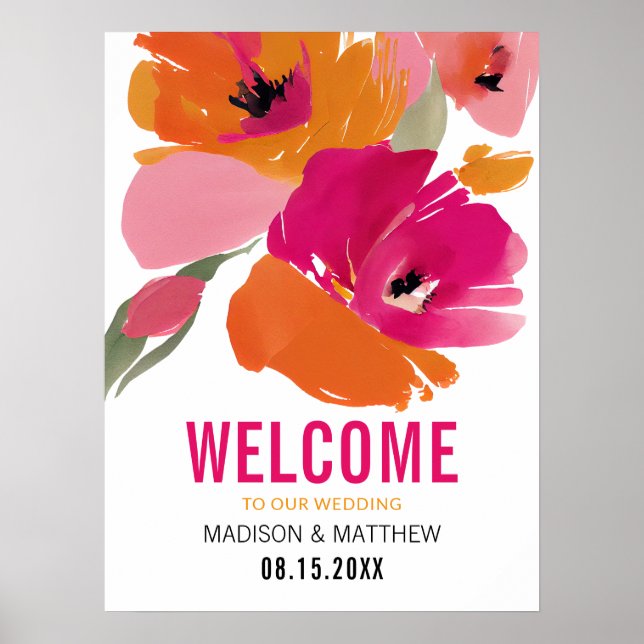Poster Téléchargement numérique du Mariage Floral moderne (Devant)