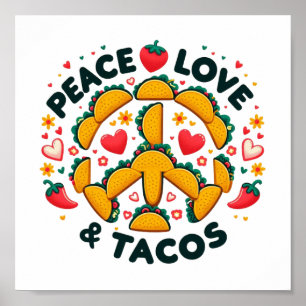 Poster Téléchargement numérique Peace, Love et Tacos - Pa