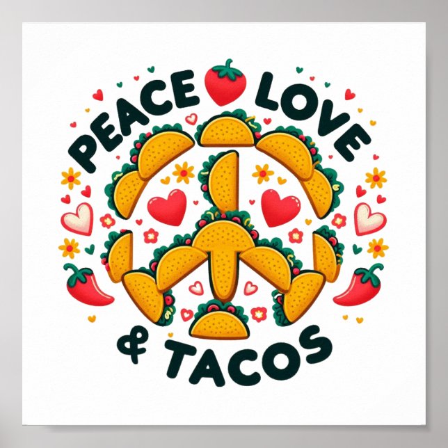 Poster Téléchargement numérique Peace, Love et Tacos - Pa (Devant)