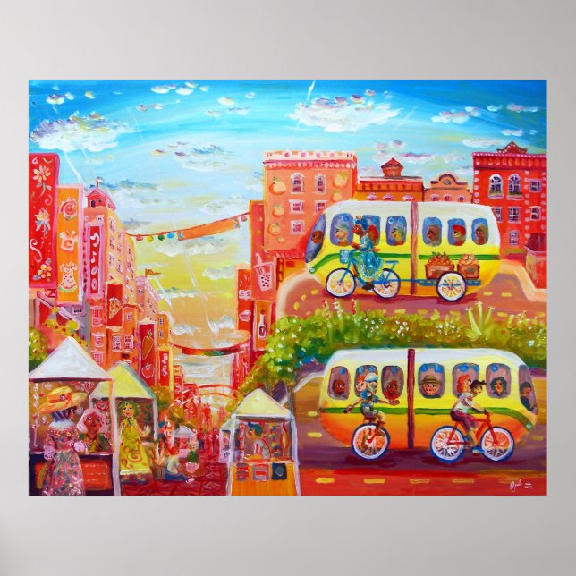 Poster Telegraph Ave Street Scène avec bus (Devant)
