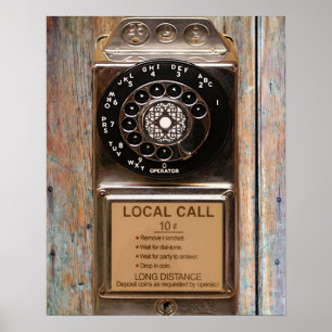 Poster Téléphone antique rotatif payant rude