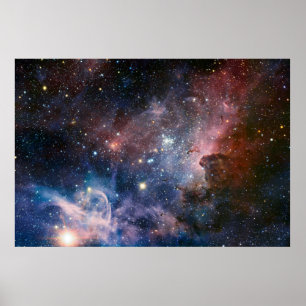 Poster Télescope Nebula Hubble Carina Rouge et Bleu