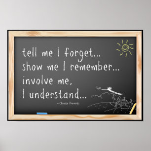 Poster Tell me I forget quote.  Chinese Proverb